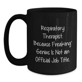 Funny Respiratory Therapist Gifts from Friends for Men and Women, Inspirational Black Coffee Mug, Christmas Unique Mugs for Respiratory Therapist Lovers - Main